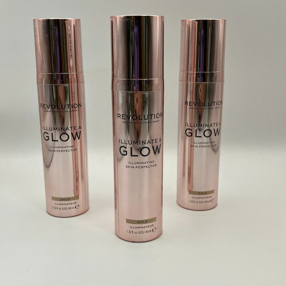 Makeup Revolution Illuminate & Glow Liquid Highlighter 40ml Gold Lot Of 3 Pcs